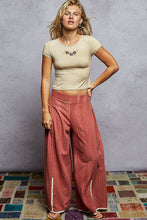 Load image into Gallery viewer, POL Vintage Washing Solid Side Ruffle Detail Wide Woven Pants
