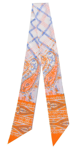 WLLS187 Paisley Mix Skinny Scarf - Orange