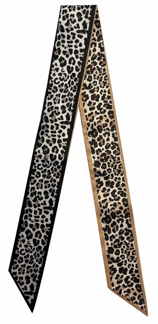 WLLS201 Leopard Skinny Scarf - Black