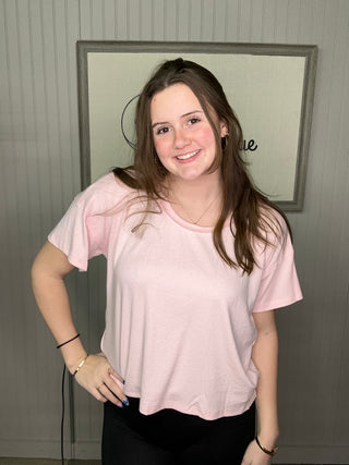 Pol Relaxed Boxy Short Sleeve Tee Light Pink