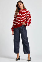 Load image into Gallery viewer, Dear Scarlett Christmas Sweater- Red Scallop Stripe
