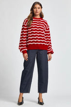 Load image into Gallery viewer, Dear Scarlett Christmas Sweater- Red Scallop Stripe
