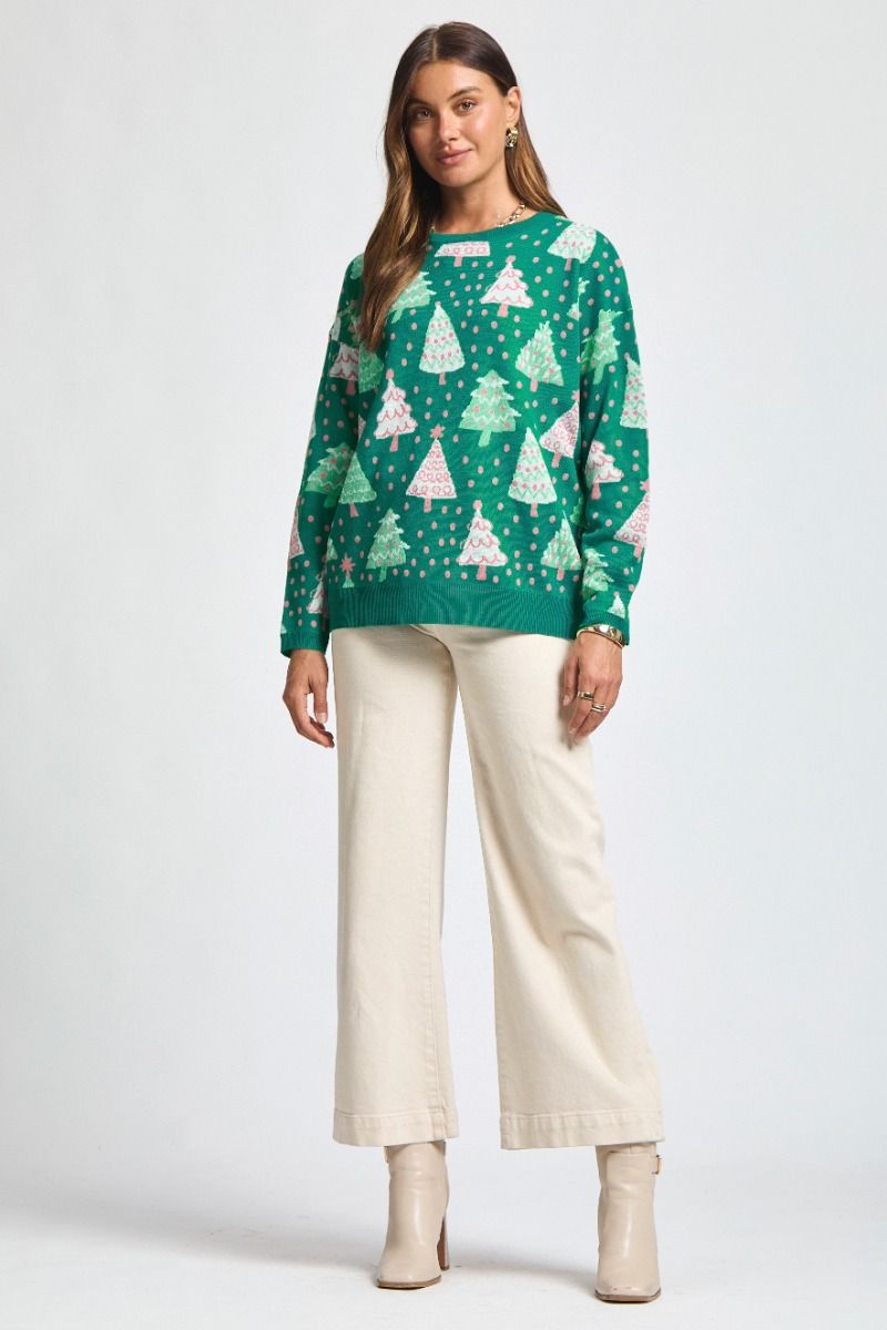 Dear Scarlett Christmas Sweater- Evergreen Trees
