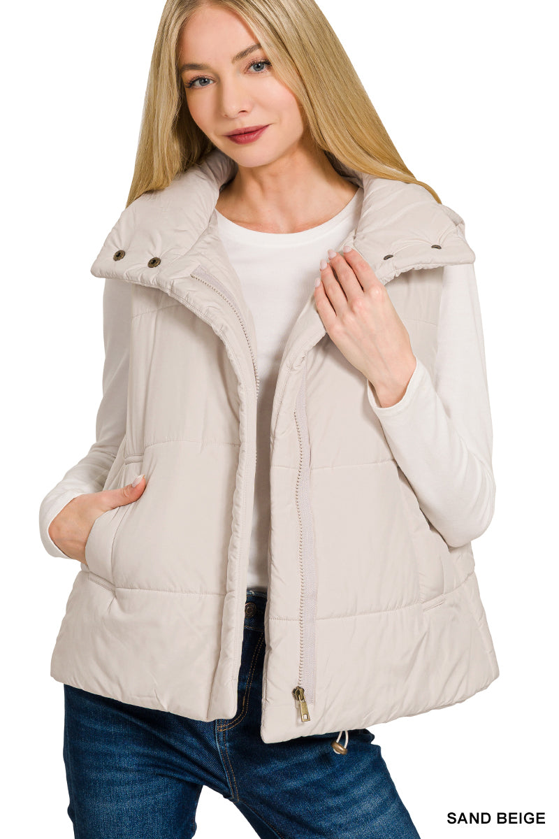 Zenana High Neck Puffer Vest
